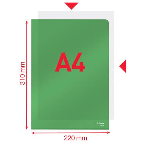 Cartellina a L in PVC Esselte Crystal A4 conf. da 25 pezzi Esselte verde - 554360